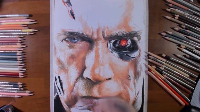 Drawing Terminator(Arnold Schwarzenegger) - marki draws, colored pencil смотреть онлайн