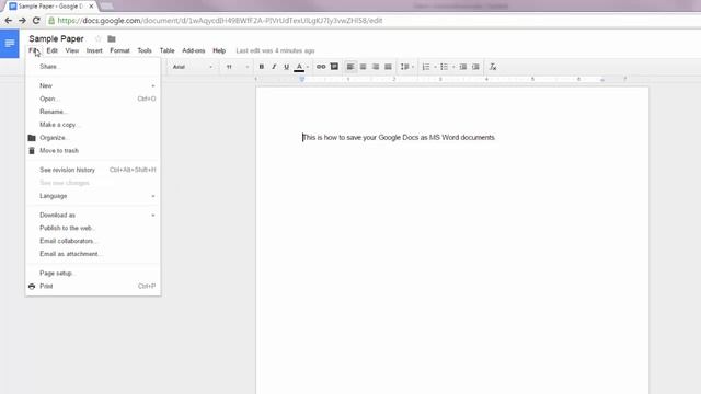 Saving a Google Doc in MS Word format смотреть онлайн