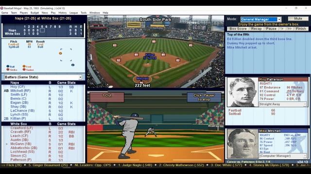 DH 555 Baseball Mogul Year 1903 Cleveland Naps at Chicago White Sox смотреть онлайн
