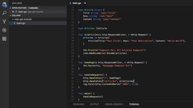 Creating a Simple RESTful API in Go ! Golang rest api tutorial смотреть онлайн