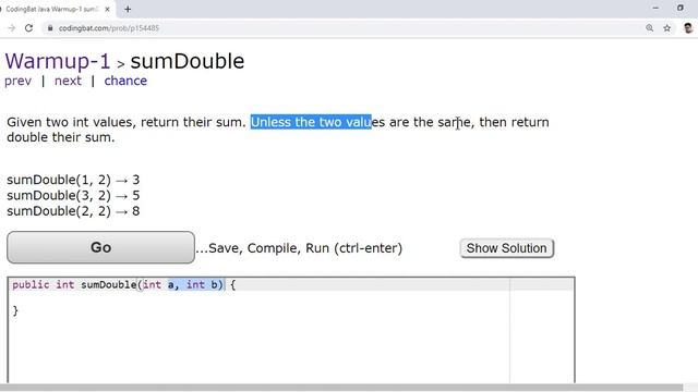 05 Codingbat | Warmup 1 | Sum Double | Java coding practice | Ui Brains | by Naveen Saggam смотреть онлайн