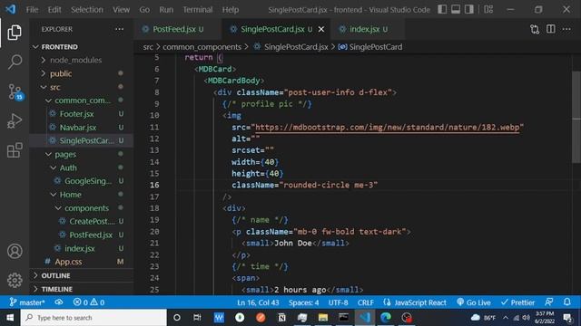 Simple Social Media Website Using React.js, React router dom v6,Material Bootstrap React components смотреть онлайн