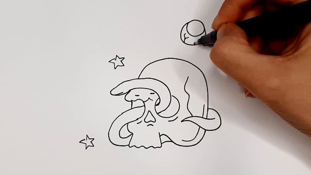 Рисуем ЧЕРЕП СО ЗМЕЁЙ НА ХЭЛЛОУИН/РИСУНКИ/ смотреть онлайн