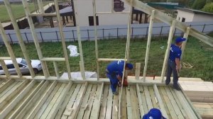 2.6. Строим каркасный дом. Сборка и подъем стен второго этажа. Строй и Живи