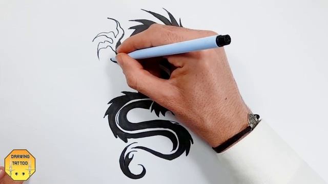 Drawing a Dragon tattoo design on paper || Dragon tattoos lovers смотреть онлайн