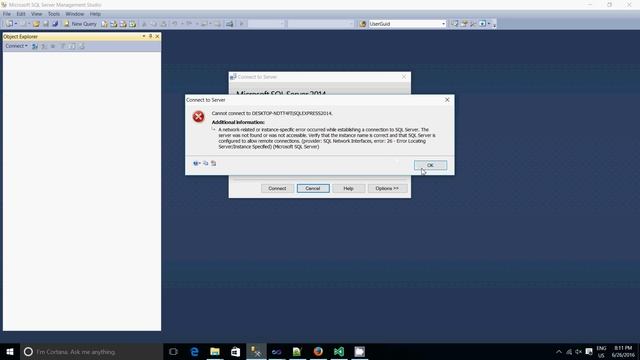 SQL server error 26 – Error locating server/Instance specified смотреть онлайн