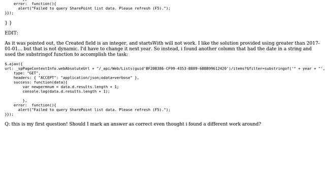 Sharepoint: SP 2013 Rest Filter the Created field to return only items from current year смотреть онлайн