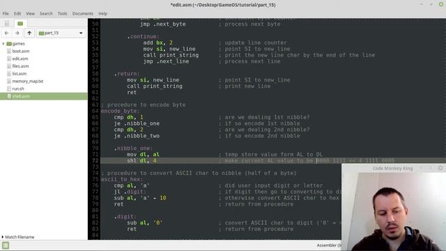 Coding hex editor in x86 assembly for GameOS - Part 4 - encoding byte and writing it to RAM смотреть онлайн