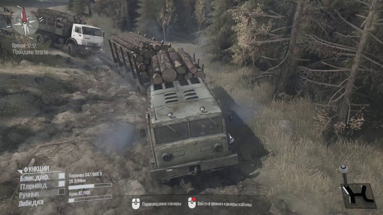 Spintires MudRunner: Месим грязь, карта Спуск. смотреть онлайн