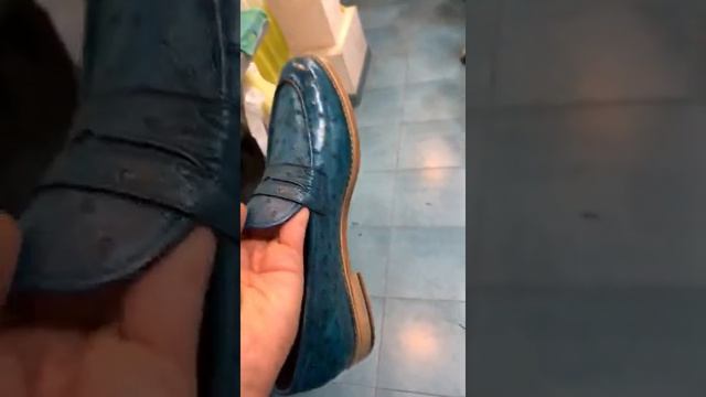 Лоферы из натуральной кожи страуса, в тёмно-бирюзовом цвете! смотреть онлайн