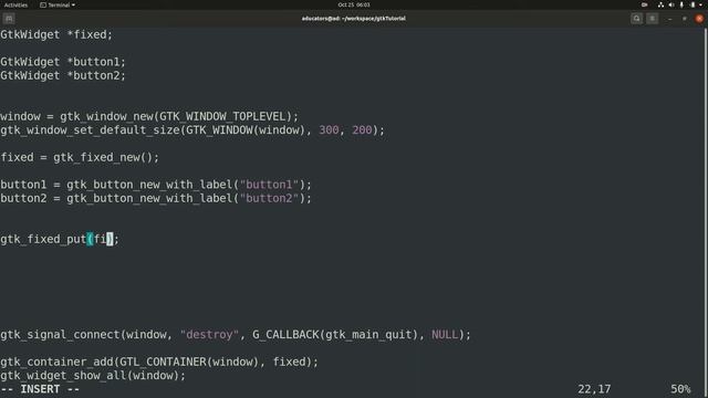 08 | Gtk Fixed | Add multiple widgets | GUI in C language | GNOME | GTK | aducators.in смотреть онлайн