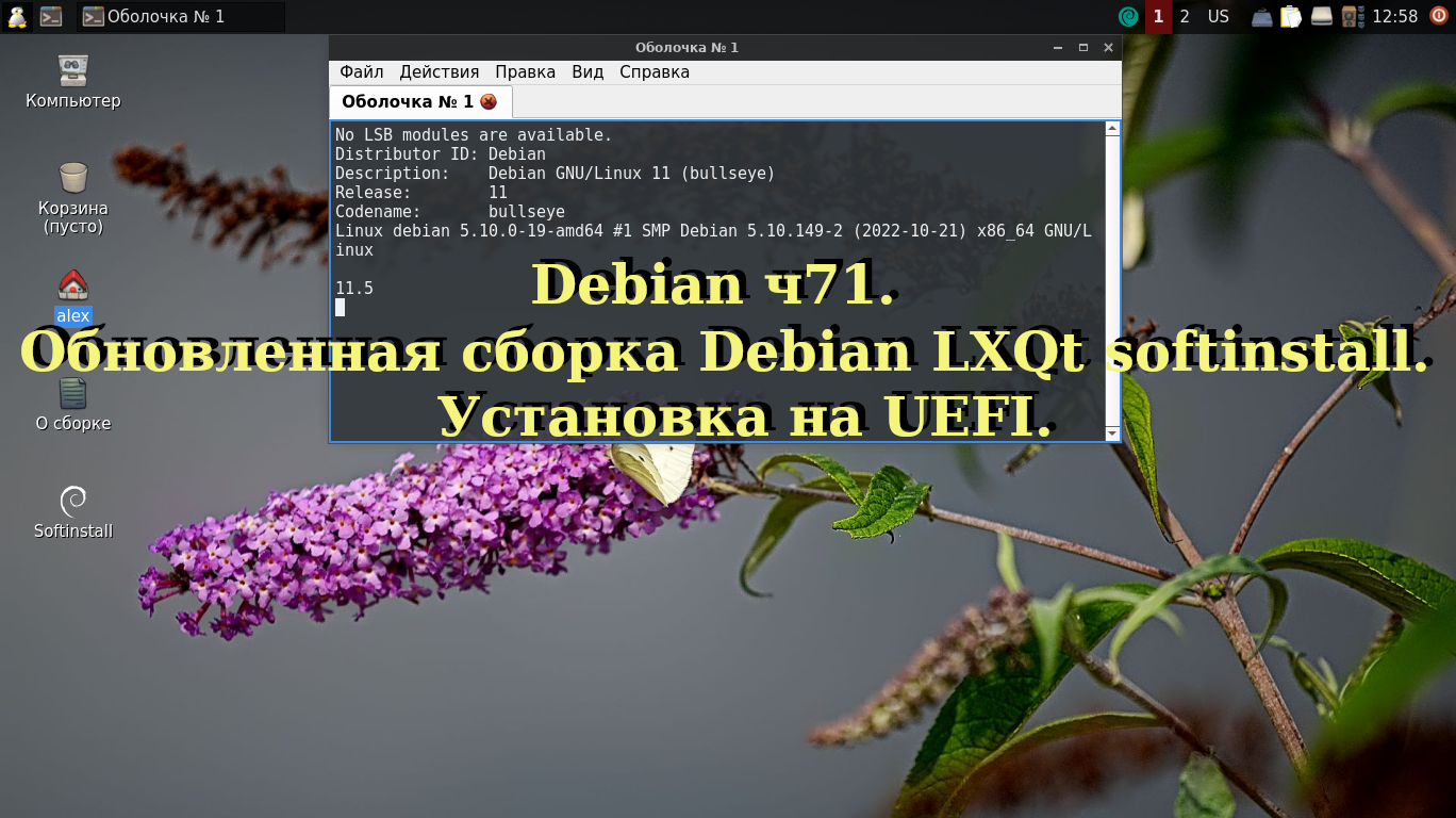 Debian ч71. Обновленная сборка Debian LXQt Softinstall. Установка на UEFI.