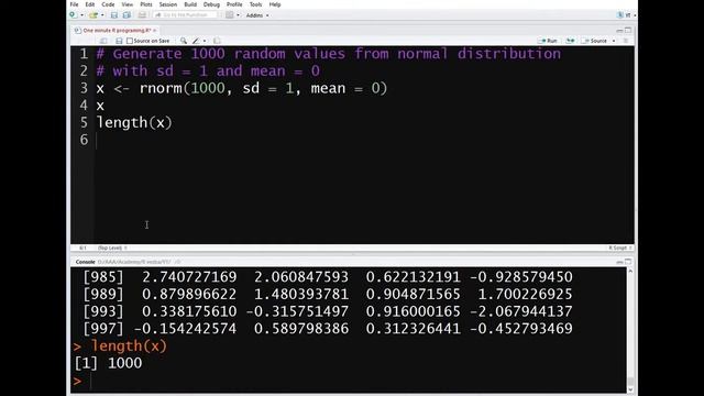 R Programming - Generate random values from normal distribution смотреть онлайн