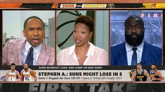 Stephen A. DEBATES 'Mad Dog' Perkins over Suns vs. Nuggets Game 1 ? | First Take смотреть онлайн