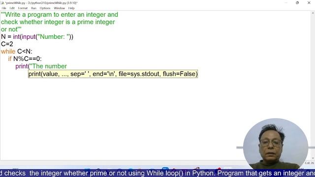 Checking an integer whether Prime or not using #while() loop in #Python смотреть онлайн