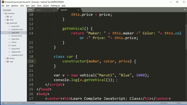 Complete JavaScript Tutorial: Class, Constructor and Inheritance in Hindi Part12 смотреть онлайн