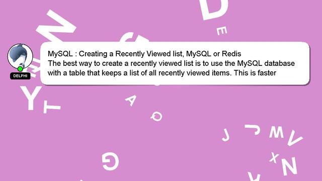 MySQL : Creating a Recently Viewed list, MySQL or Redis смотреть онлайн