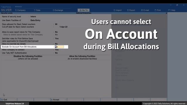 How to Restrict or Disallow Users from Performing Certain Activities in TallyPrime | TallyHelp смотреть онлайн