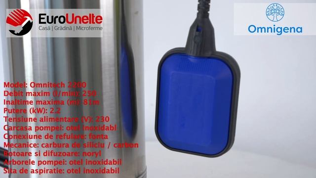 POMPA SUBMERSIBILA OMNIGENA OMNITECH 2200-6, 230V, 2.2KW, DEBIT 250L/MIN, H REFULARE 81M смотреть онлайн