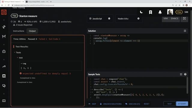 Codewars 7 kyu Stanton Measure JavaScript смотреть онлайн