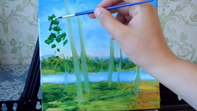 Summer landscape. Painting process. Летний пейзаж. Процесс создания картины смотреть онлайн