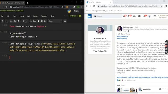 LinkedIn Post Scraper | LinkedIn Automation - Python,DataKund смотреть онлайн