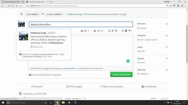 Git Tutorial 4 - (A) Making a Pull Request using a different branch in your own repository смотреть онлайн