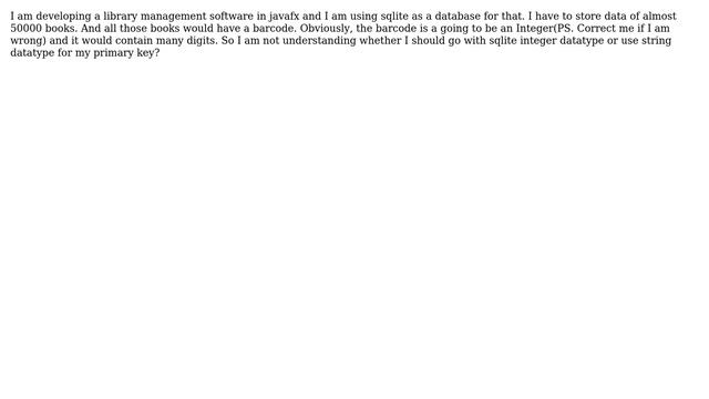 Software Engineering: Should i use Sqlite integer as a datatype for my primary key column? смотреть онлайн