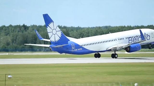 Close-up Planes Landing And Take-off In National Airport Minsk. Full Version Summer 2020.