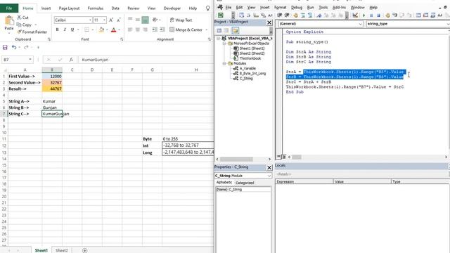 Use of String Data Type in Excel VBA Macro смотреть онлайн