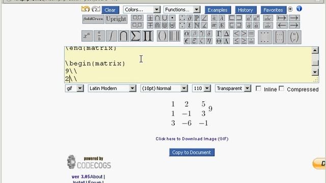 Extended matrix in Latex with CodeCogs Equation Editor смотреть онлайн