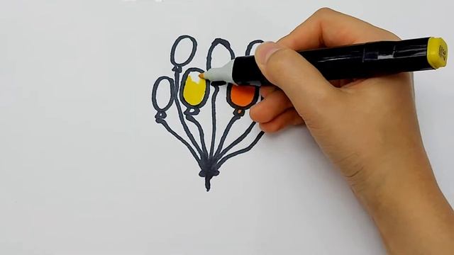 How to draw balloons with markers for kids\Как нарисовать воздушные шарики маркерами для детей. смотреть онлайн
