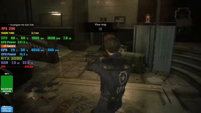 Resident Evil 2 RTX 3090 Gigabyte AORUS WATERFORCE Benchmark R5800x 1080p смотреть онлайн