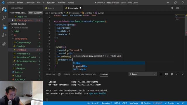 Curso React: 9. Eventos & Binding - jonmircha смотреть онлайн