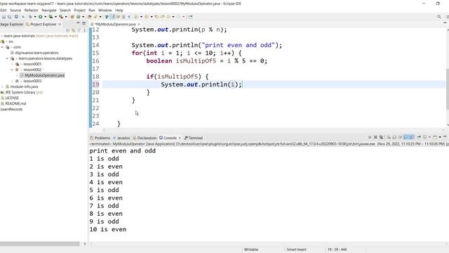 Modulus Operator - Java Tutorial with Knowledge and Tips - Data Types 2 смотреть онлайн
