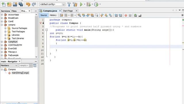 java Programs to print inverted half pyramid using * and numbers смотреть онлайн