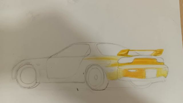 КАК НАРИСОВАТЬ МАШИНУ MAZDA RX-7 | ЦВЕТНЫМИ КАРАНДАШАМИ | смотреть онлайн