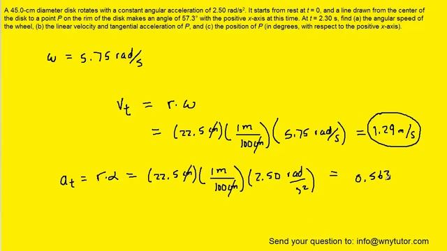 A 45 cm diameter disk rotates with a constant angular acceleration of 2.50 смотреть онлайн