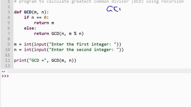Recursion Example Python: Greatest Common Divisor (GCD) смотреть онлайн