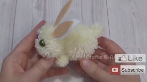 Милый кролик с помпонами своими руками - Простые идеи для поделок из шерсти - Сделай САМ куклу-кроли