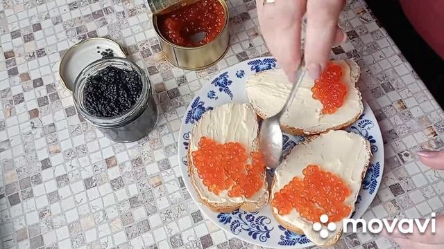 Бутерброды с икрой ( красной и черной) смотреть онлайн