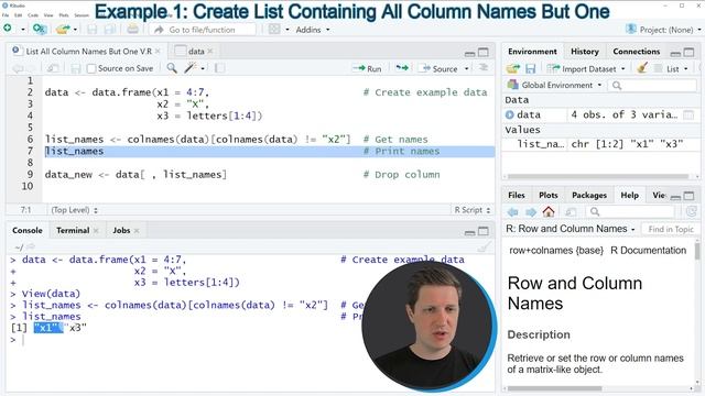 List All Column Names But One in R (2 Examples) | Remove Certain Variable in Data Frame | colnames( смотреть онлайн