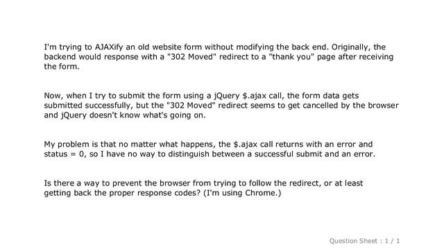jQuery : What happens when an AJAX request gets a "302 Moved" response? смотреть онлайн