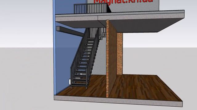 Эскиз лестницы с покрытием ступени рифлёным листом. смотреть онлайн