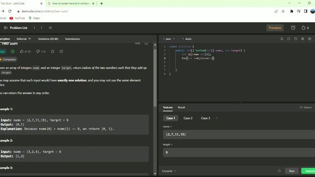 LEETCODE PROBLEM -- 1|| TWO SUM by using JAVA ||TAMIL|| #leetcode #placement смотреть онлайн