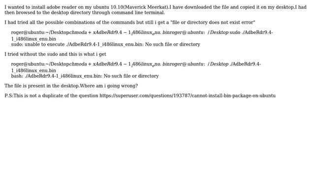 Unable to install bin files.(No such file or directory error) смотреть онлайн