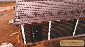 Проект гаража из бревна СК Деревянный дом