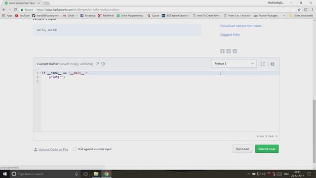 Solving HackerRank Python 3 Tutorial #1 - Hello World смотреть онлайн