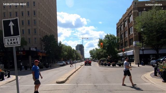 Saskatoon 4K60fps - Driving Downtown - Saskatchewan, Canada