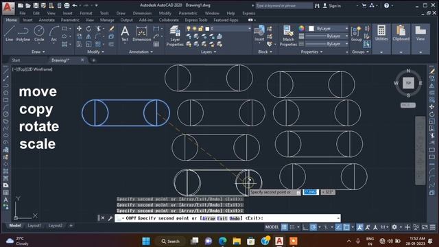 AutoCAD Move, Rotate, Copy, Scale | How to move, Rotate, Copy, Scale the Objects in AutoCAD | Modif смотреть онлайн
